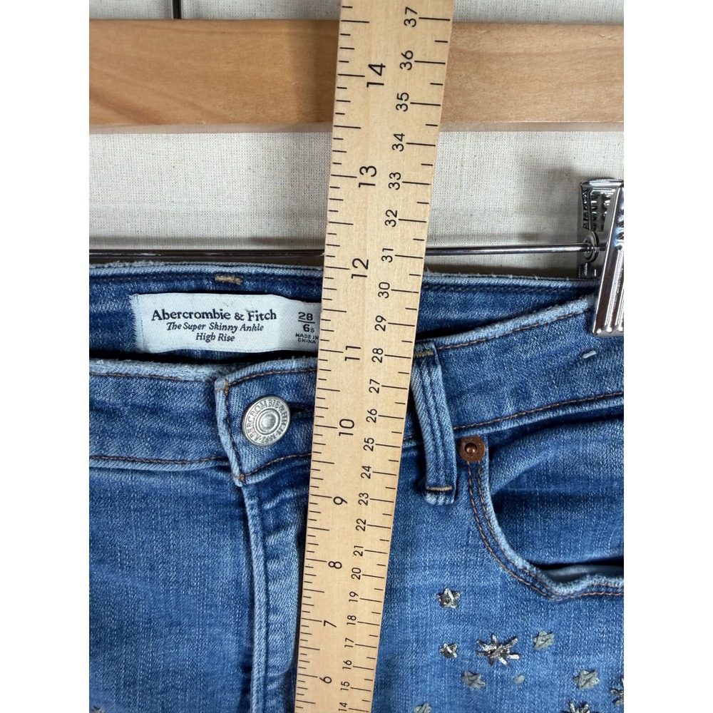 Abercrombie & Fitch Super Skinny Ankle High Rise Jeans size 28/6s Blue - Picture 8 of 9
